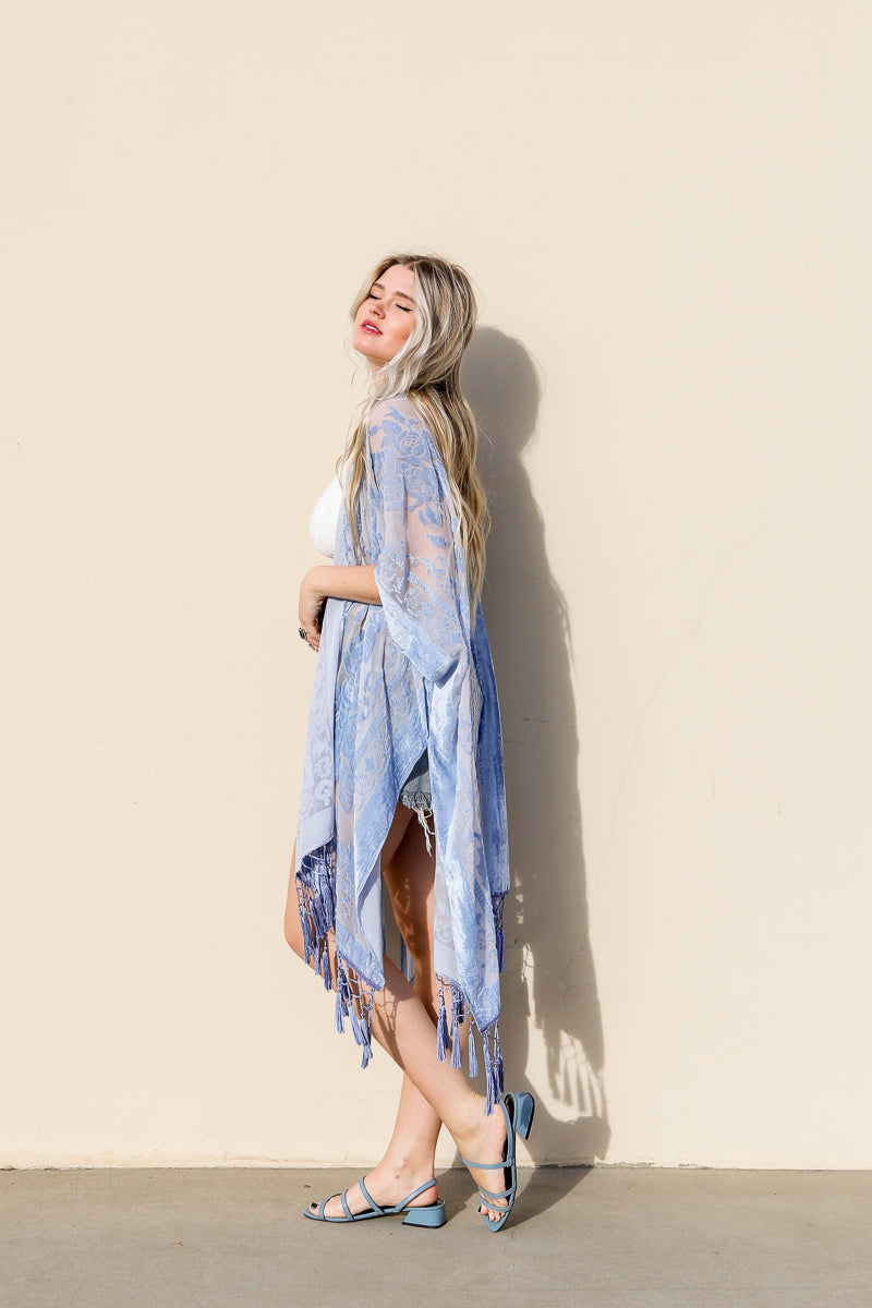 Kimono aus Samtnetz und Gobelin